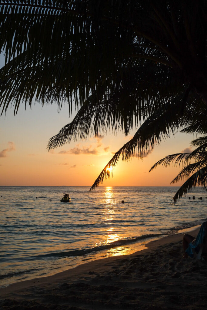 Sunset on Maldives local islands
